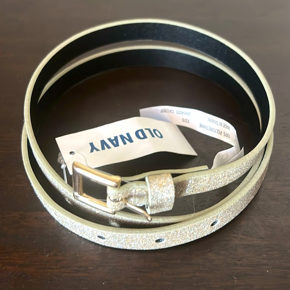 ✨ Glitter Skinny Belt Old Navy Champagne XS/S NWT